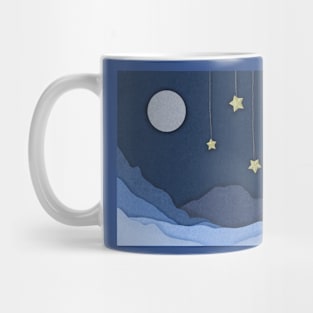 Layered mountains and moon Mug